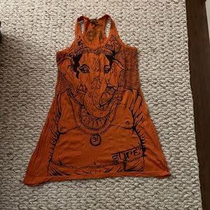 Orange Printed Tunic dress - Size L